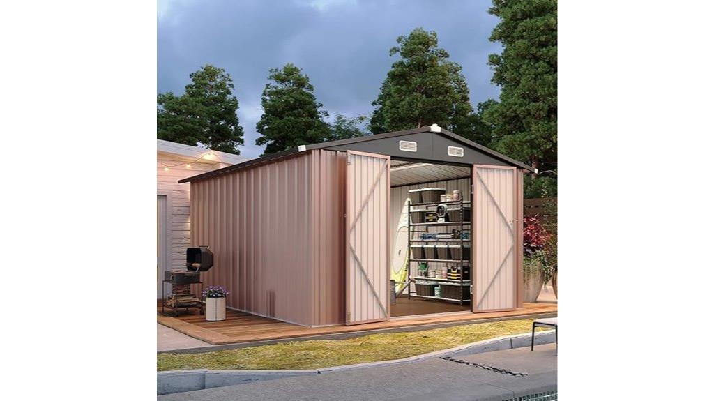 metal garden shed brown