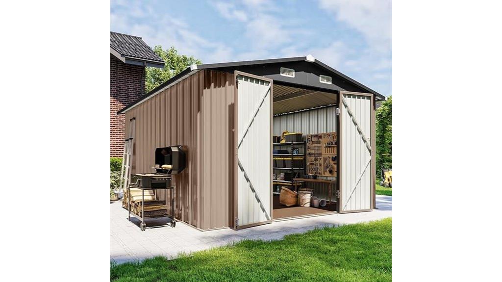 outdoor metal shed with floor