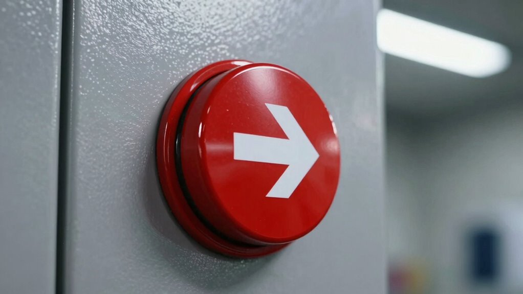 clear emergency shutdown signage